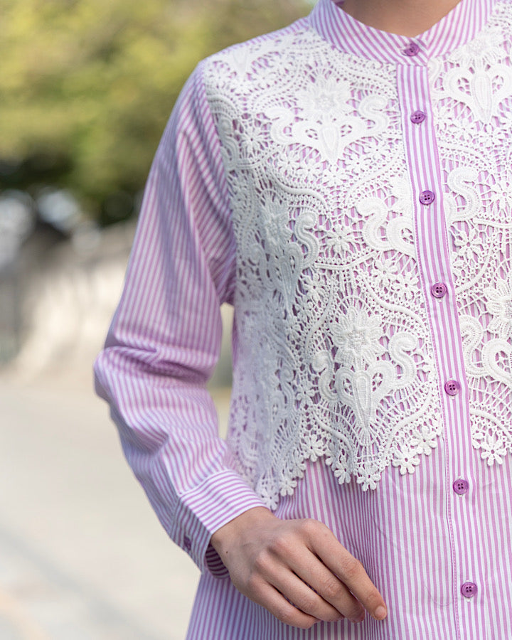 Heaven Lights - Sherly Blouse - Muslim Women's Striped Cotton Top