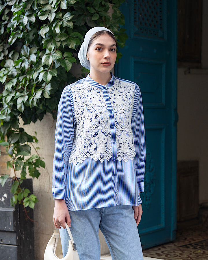 Heaven Lights - Sherly Blouse - Muslim Women's Striped Cotton Top