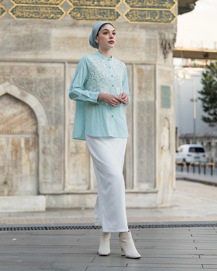 Heaven Lights - Sherly Blouse - Muslim Women's Striped Cotton Top