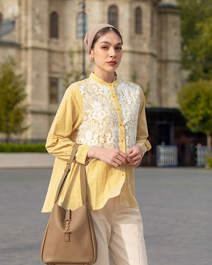 Heaven Lights - Sherly Blouse - Muslim Women's Striped Cotton Top